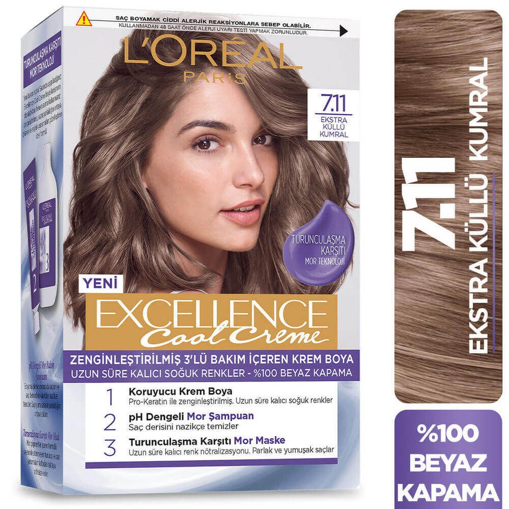 LOREAL EXCELLENCE SET SAÇ BOYASI COOL CREME 7.11