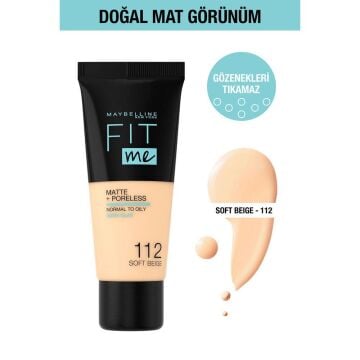 MAYBELLINE FONDOTEN FIT ME MATTE 112 Soft Beıge