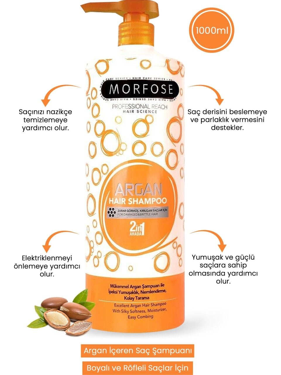 MORFOSE ŞAMPUAN 1000ml TURUNCU SERİ ARGAN