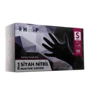 HAS-PET SİYAH NİTRİL ELDİVEN SMALL PUDRASIZ