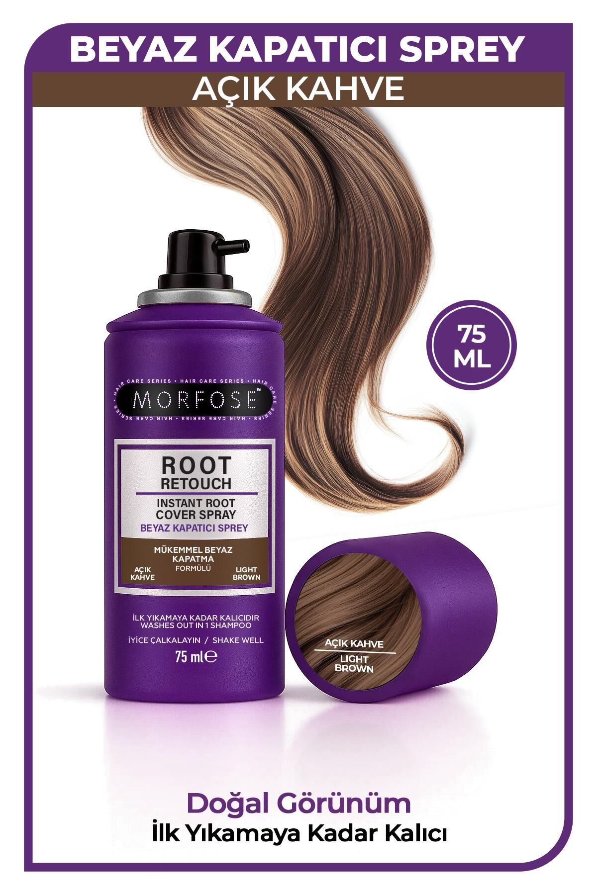 MORFOSE ROOT RETOUCH BEYAZ KAPATICI SPREY 75ML AÇIK KAHVE