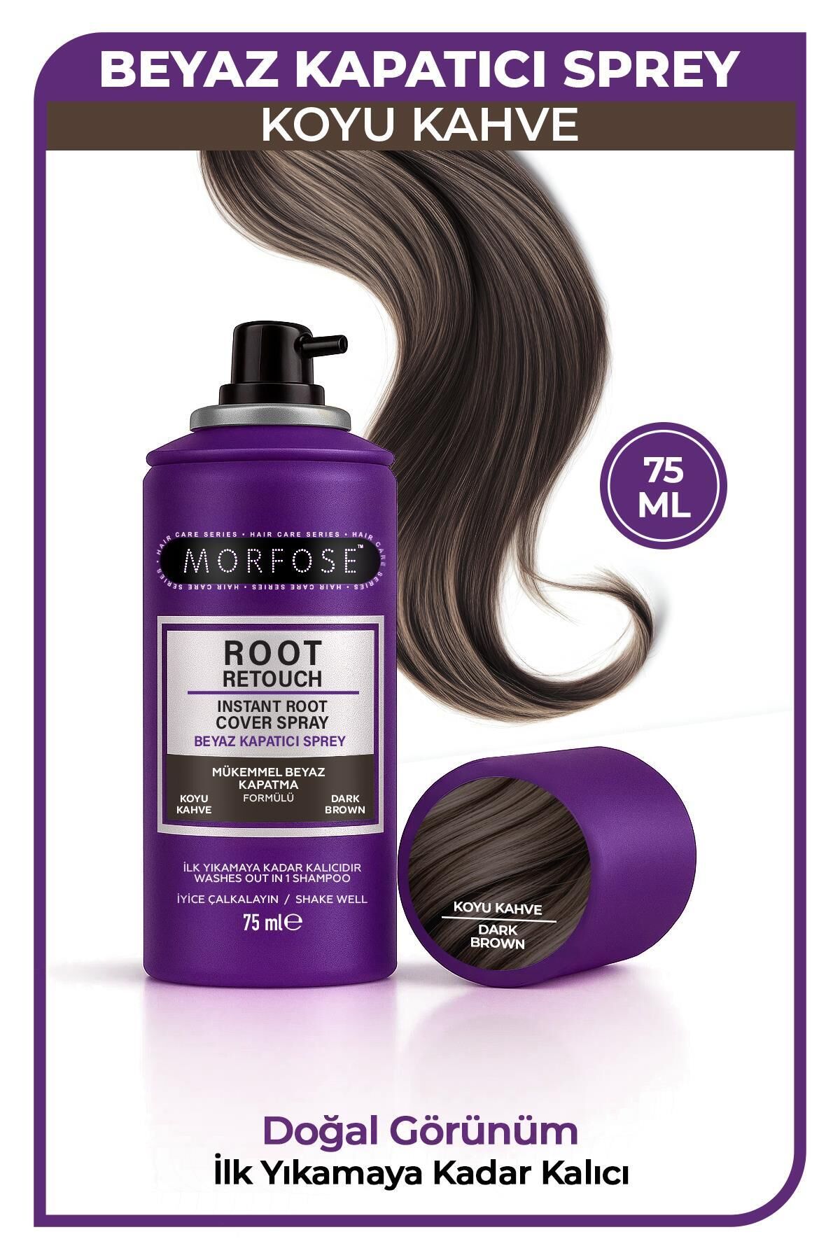 MORFOSE ROOT RETOUCH BEYAZ KAPATICI SPREY 75ML KOYU KAHVE
