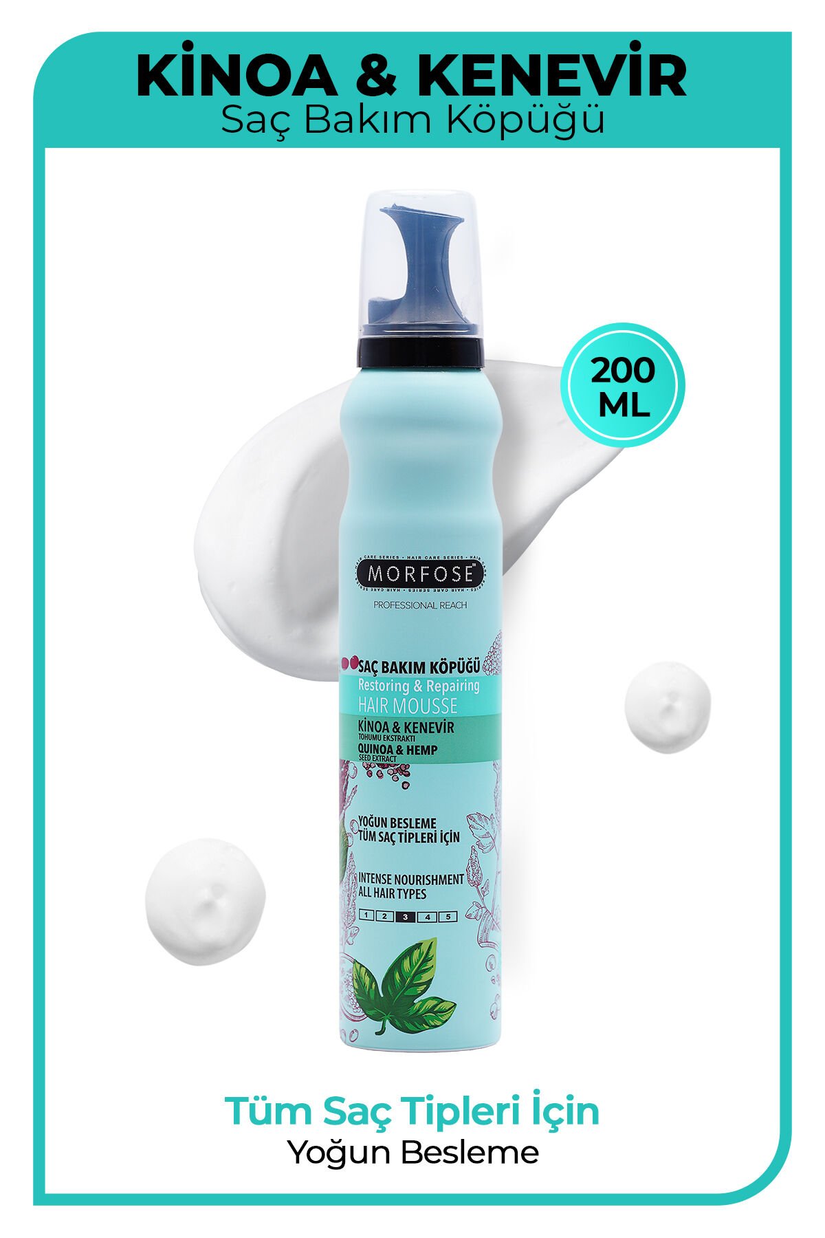 MORFOSE SAÇ KÖPÜĞÜ 200ML KINOA KENEVİR