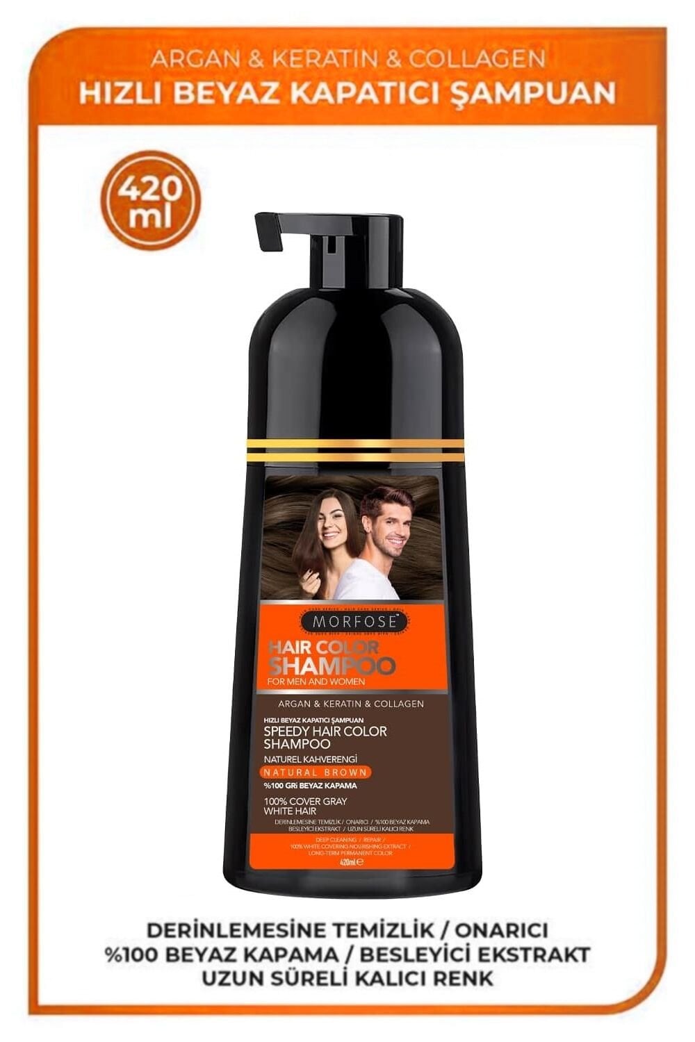 MORFOSE HIZLI BEYAZ KAPATICI ŞAMPUAN 420ml Naturel Kahverengi