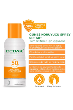 BEBAK GÜNEŞ KORUYUCU SPREY ÇOK YÜKSEK KORUMA 50SPF+ 150ML