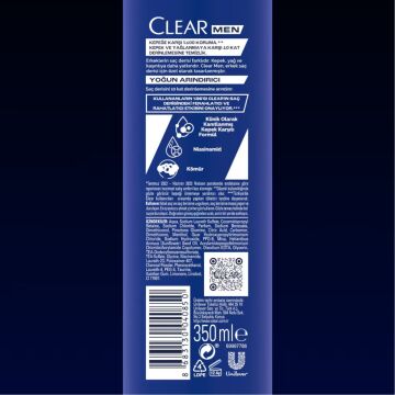 CLEAR MEN ŞAMPUAN 350ml Yoğun Arındırıcı Kömür İle