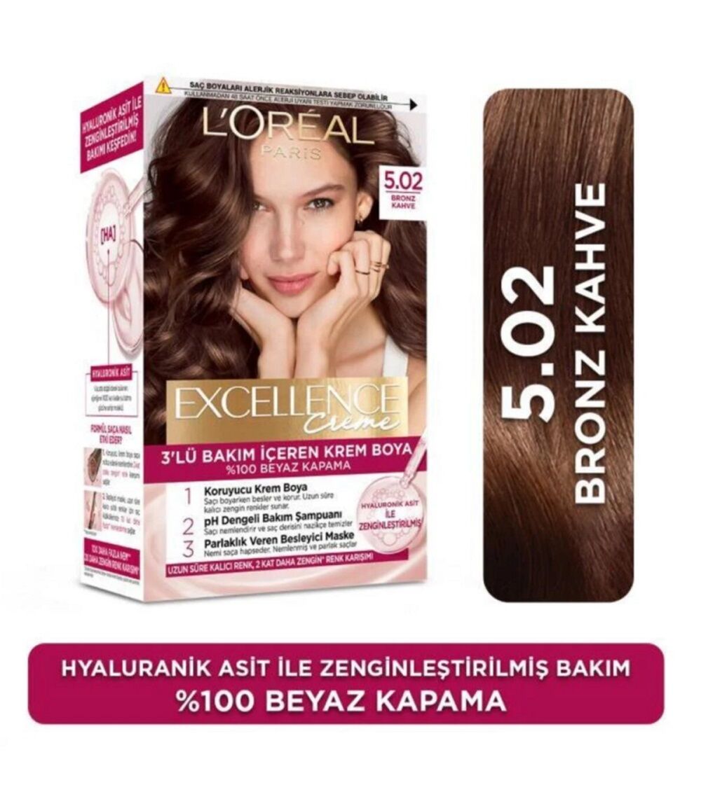 LOREAL EXCELLENCE SET SAÇ BOYASI CREME 5.02 Bronz Kahve